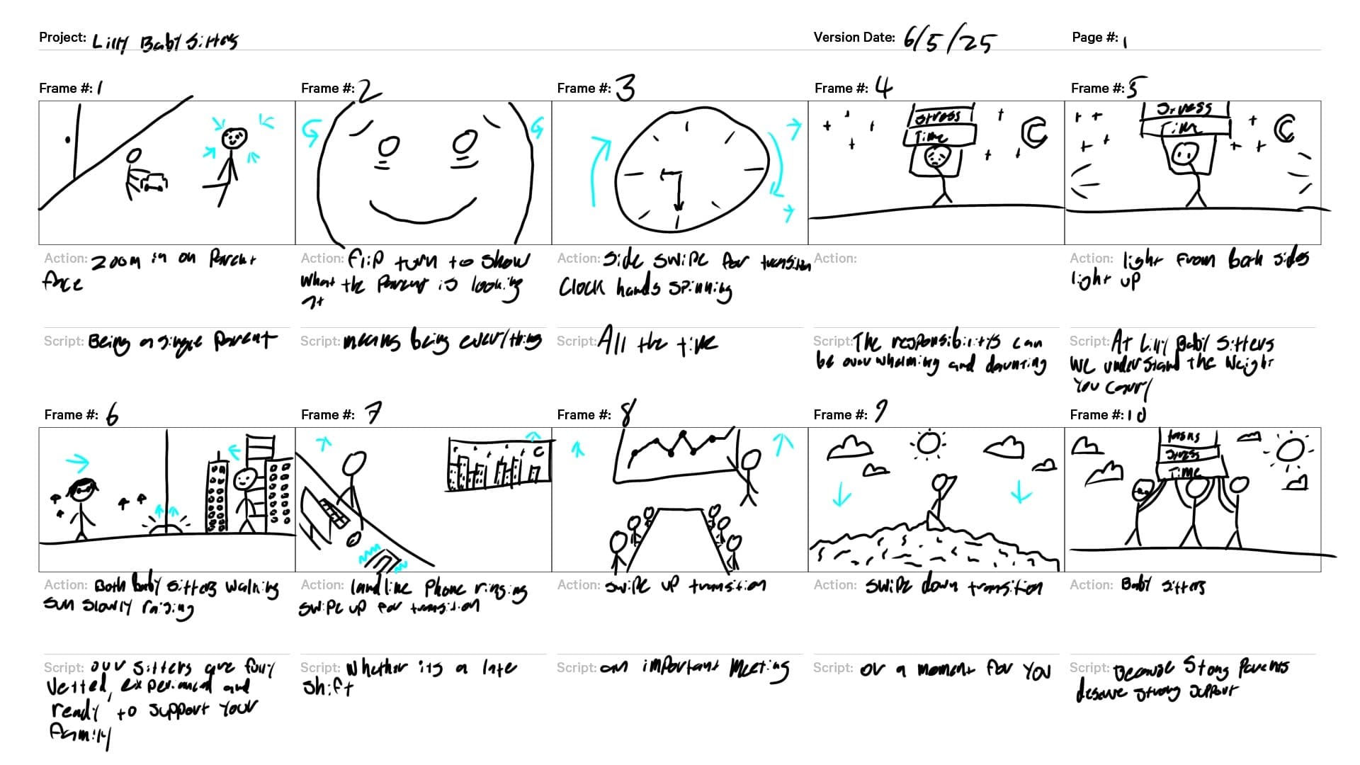 Lotus Babysitters storyboard 1